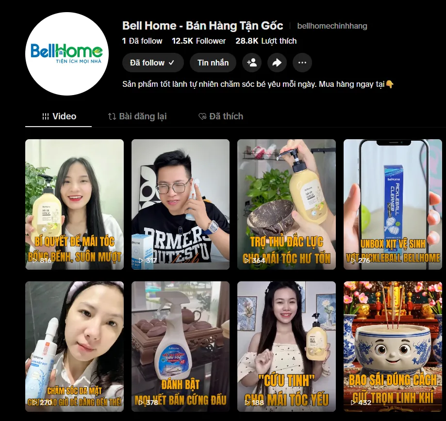 Kênh TikTok của Bellhome